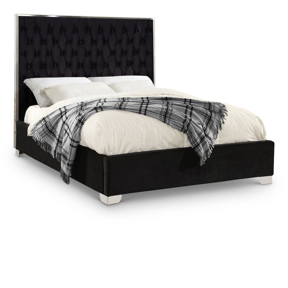 Lexi Black Velvet Full Bed