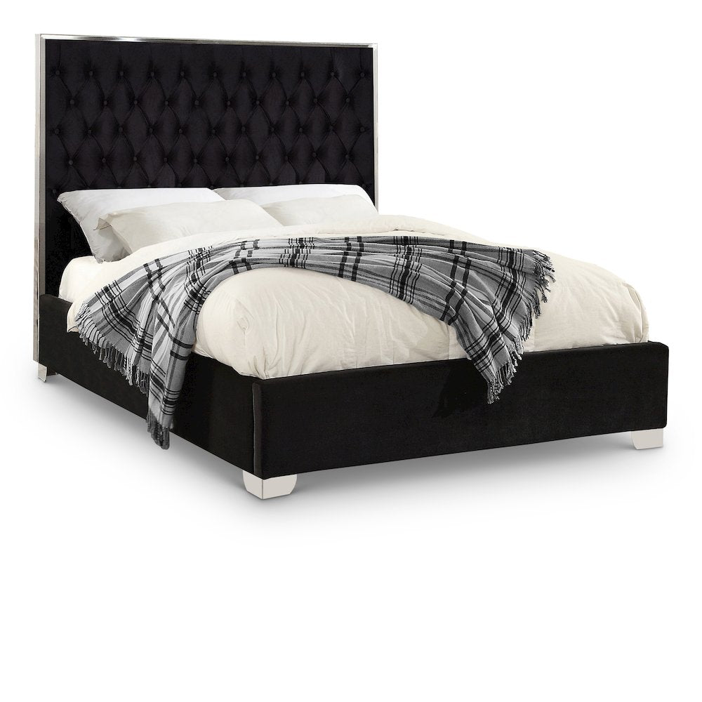 Lexi Black Velvet King Bed