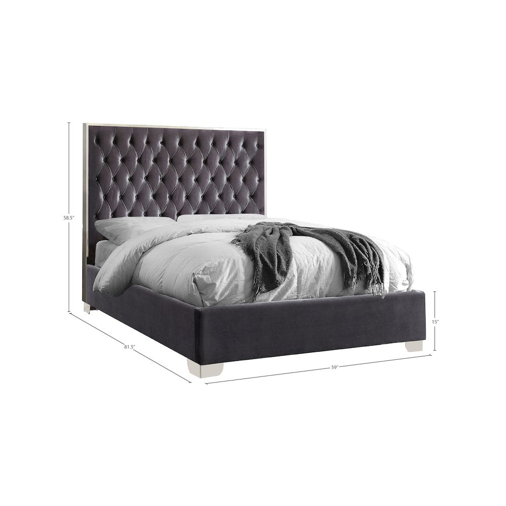 Lexi Grey Velvet Full Bed