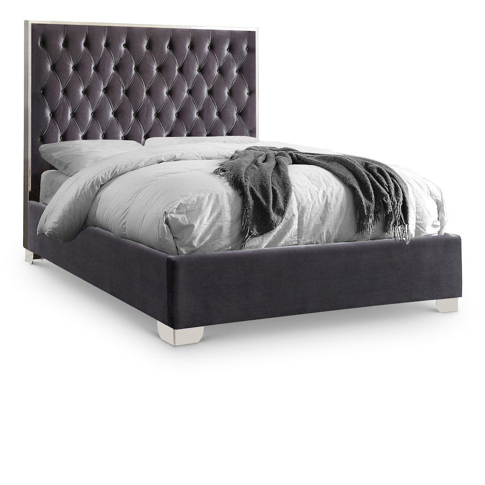 Lexi Grey Velvet Full Bed