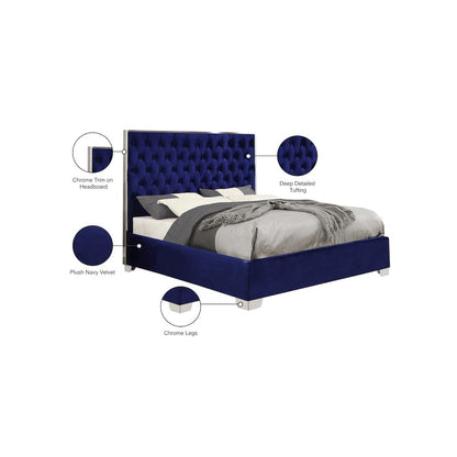 Lexi Navy Velvet Full Bed