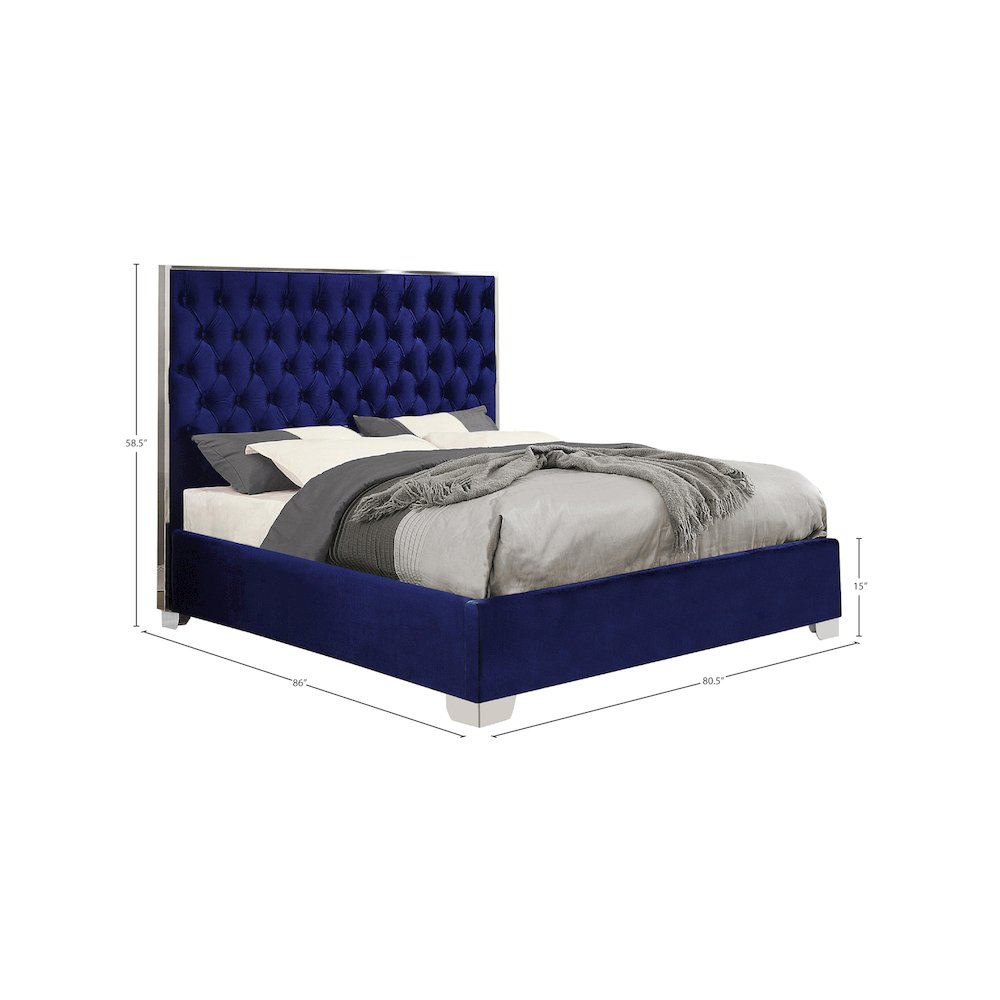 Lexi Navy Velvet King Bed