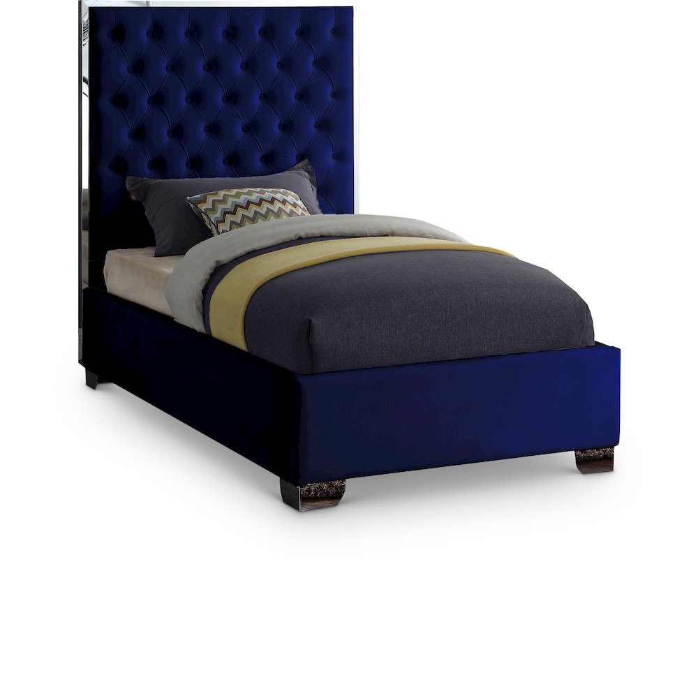 Lexi Navy Velvet Twin Bed