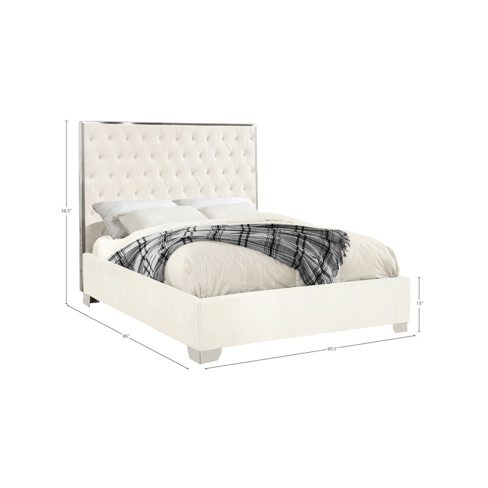 Lexi White Velvet King Bed