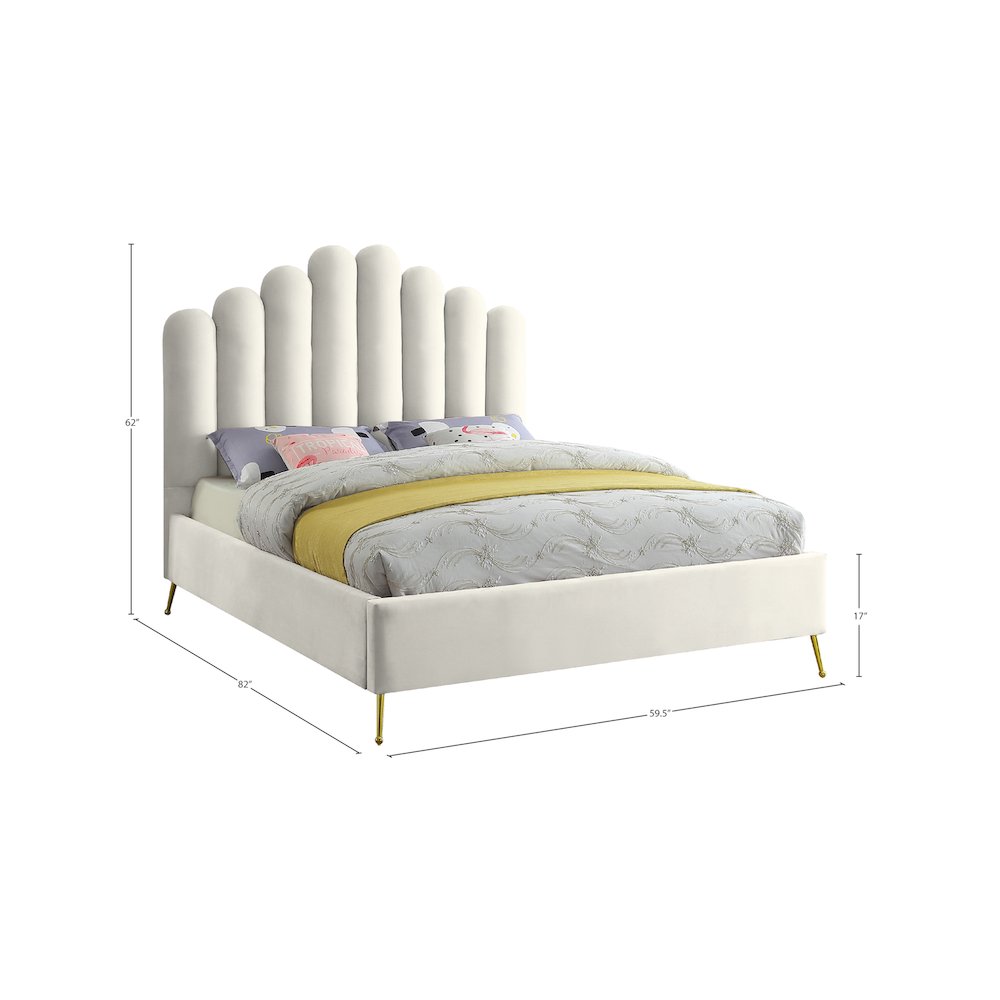 Lily Cream Velvet Full Bed