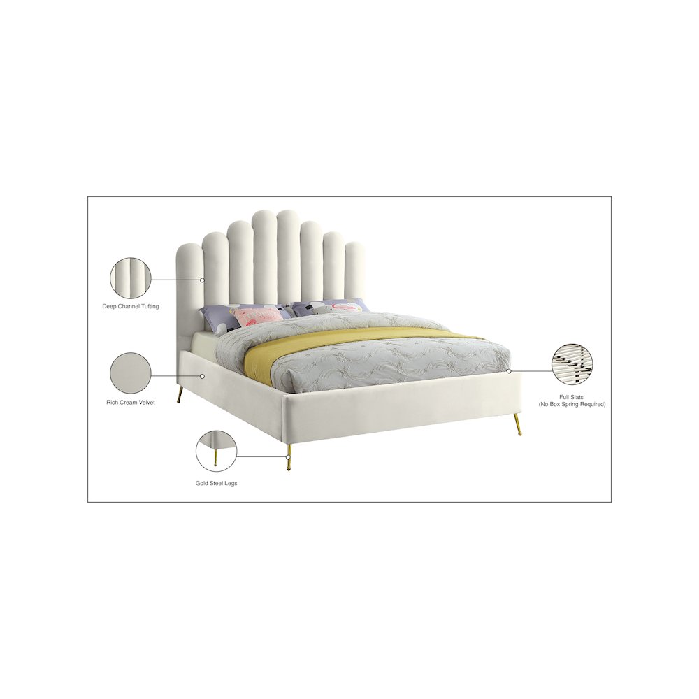 Lily Cream Velvet Full Bed