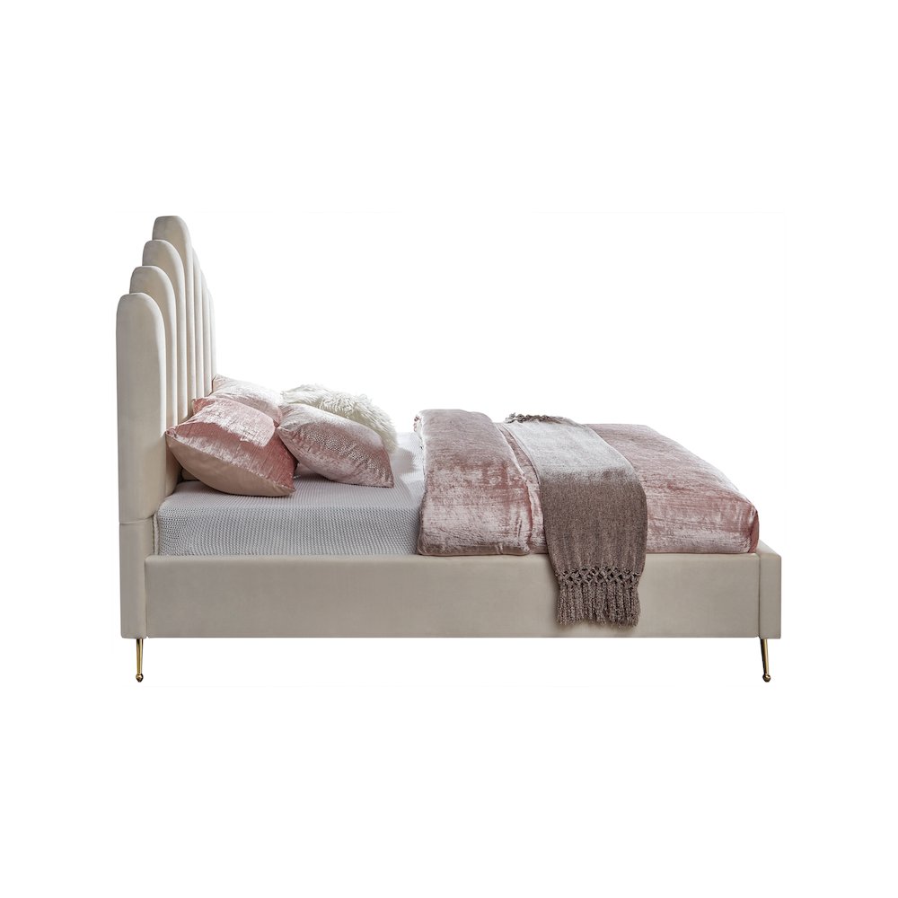 Lily Cream Velvet Full Bed