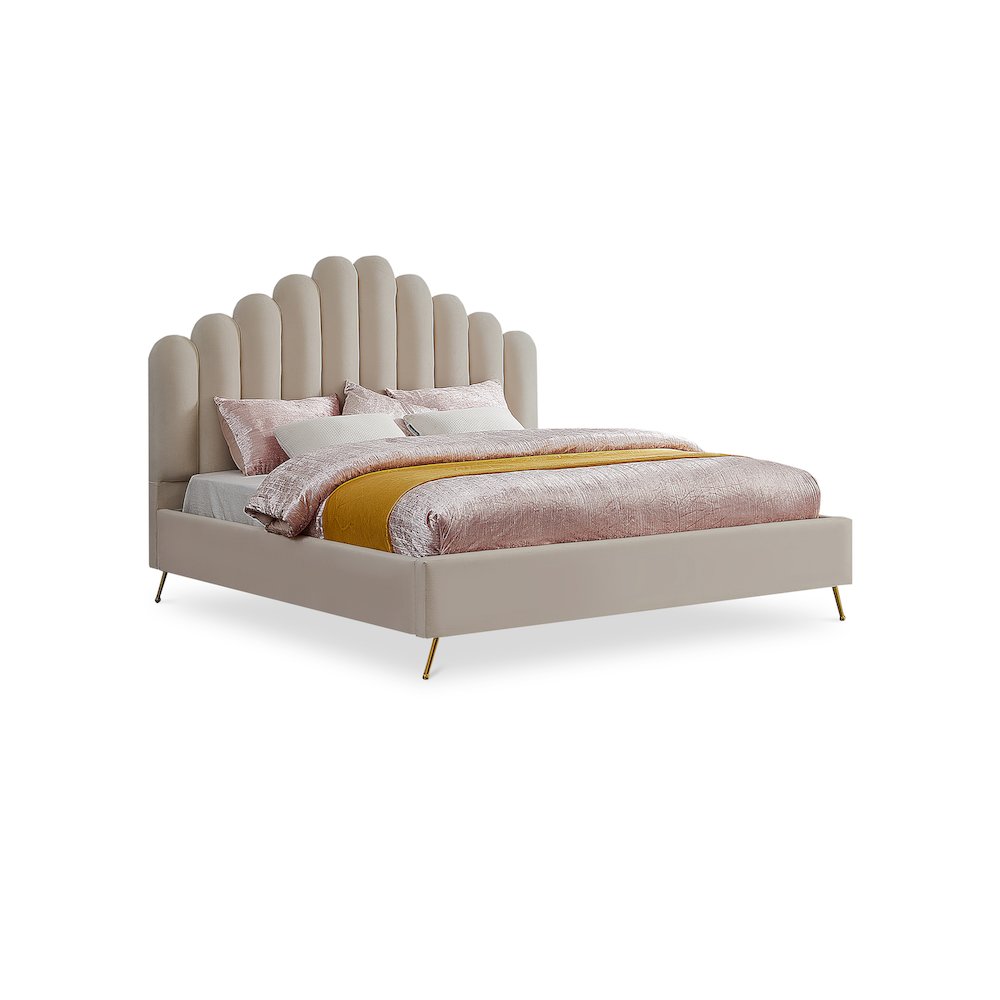 Lily Cream Velvet King Bed