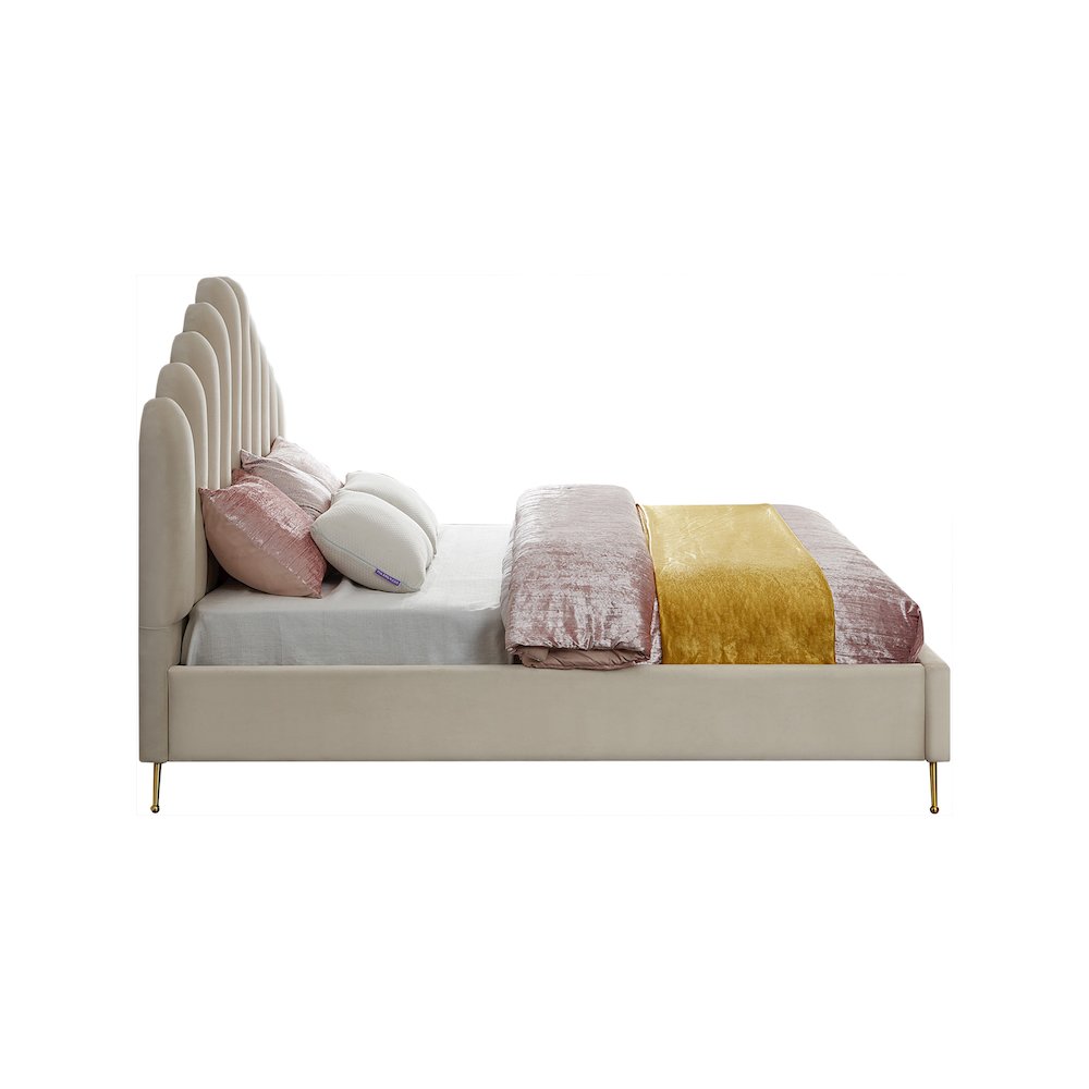Lily Cream Velvet King Bed