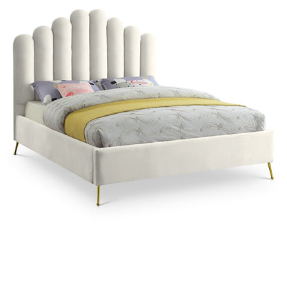 Lily Cream Velvet Queen Bed