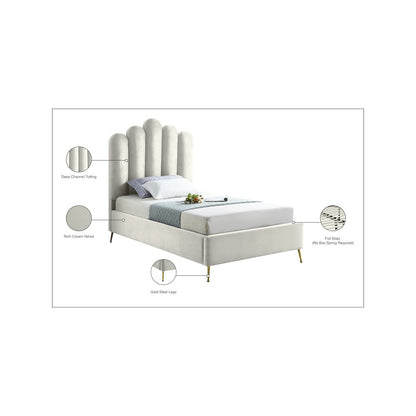 Lily Cream Velvet Twin Bed