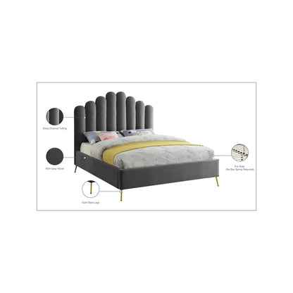 Lily Grey Velvet King Bed