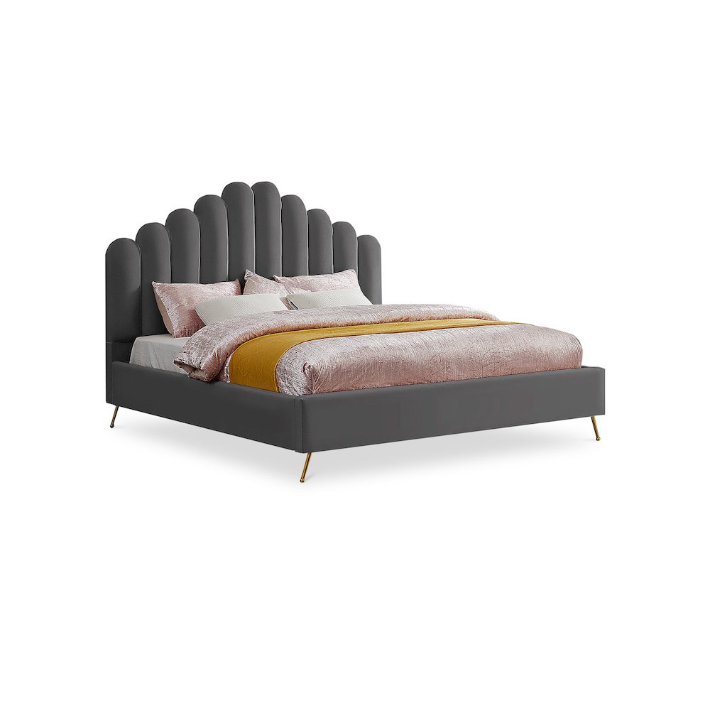 Lily Grey Velvet King Bed