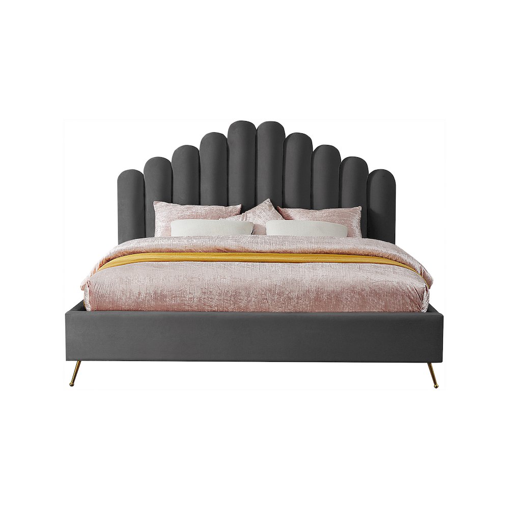 Lily Grey Velvet King Bed