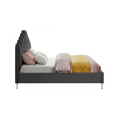 Lily Grey Velvet King Bed