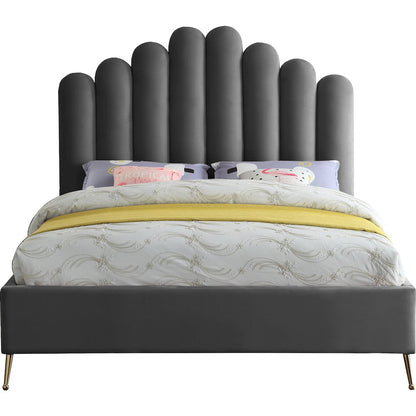 Lily Grey Velvet Queen Bed
