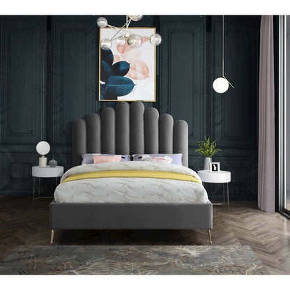 Lily Grey Velvet Queen Bed