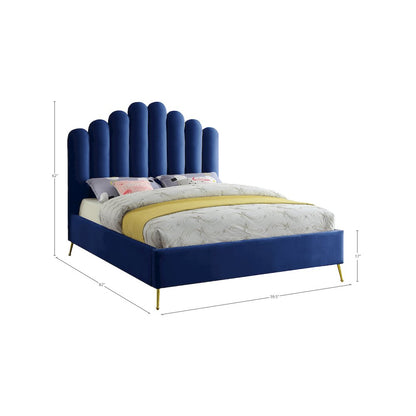Lily Navy Velvet Full Bed