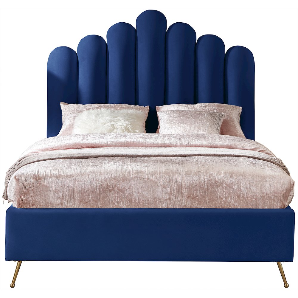 Lily Navy Velvet Full Bed