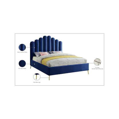 Lily Navy Velvet King Bed
