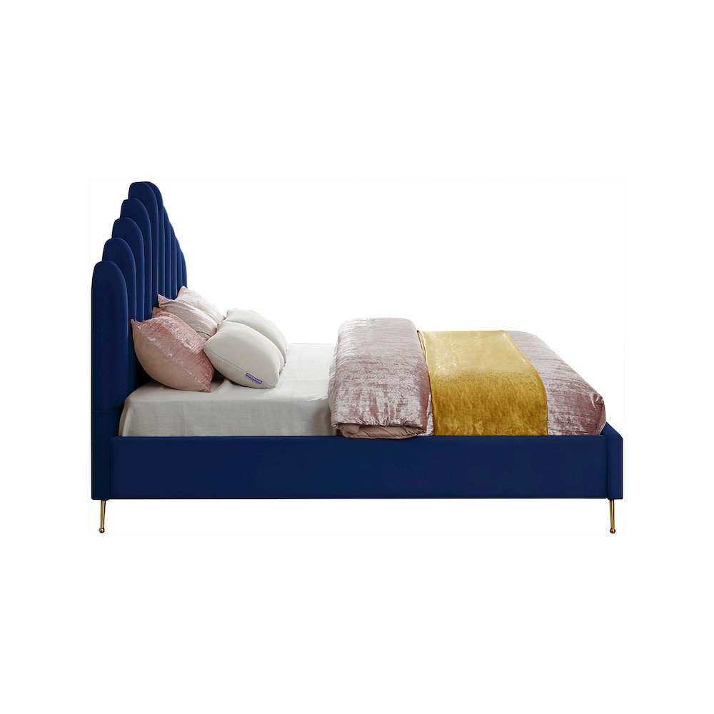 Lily Navy Velvet King Bed