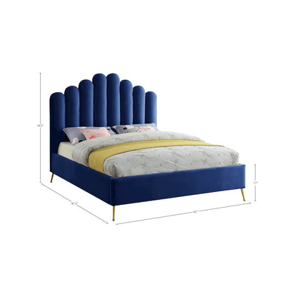 Lily Navy Velvet Queen Bed