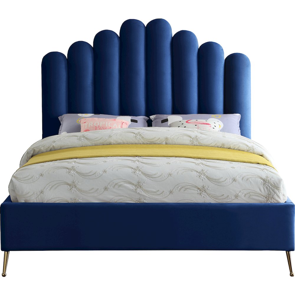 Lily Navy Velvet Queen Bed