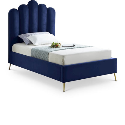 Lily Navy Velvet Twin Bed