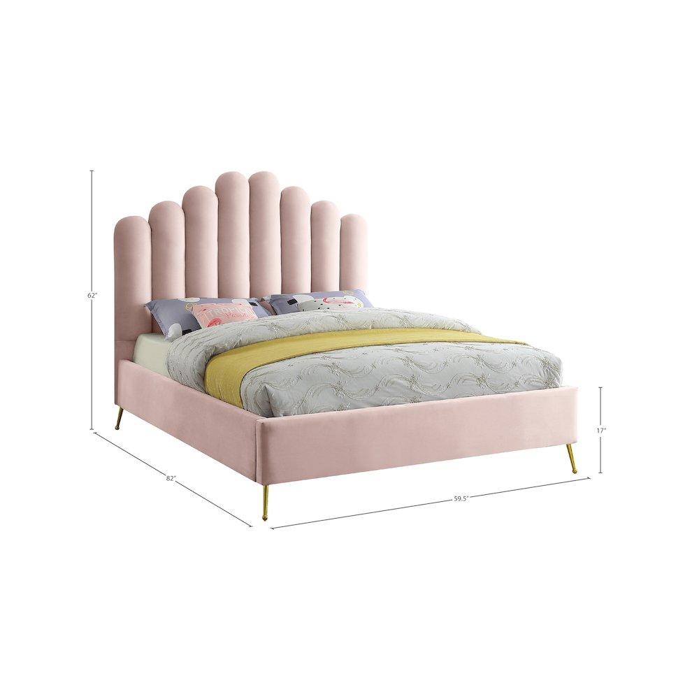 Lily Pink Velvet Full Bed