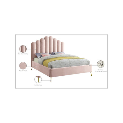 Lily Pink Velvet Full Bed