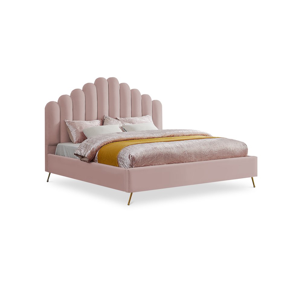 Lily Pink Velvet King Bed