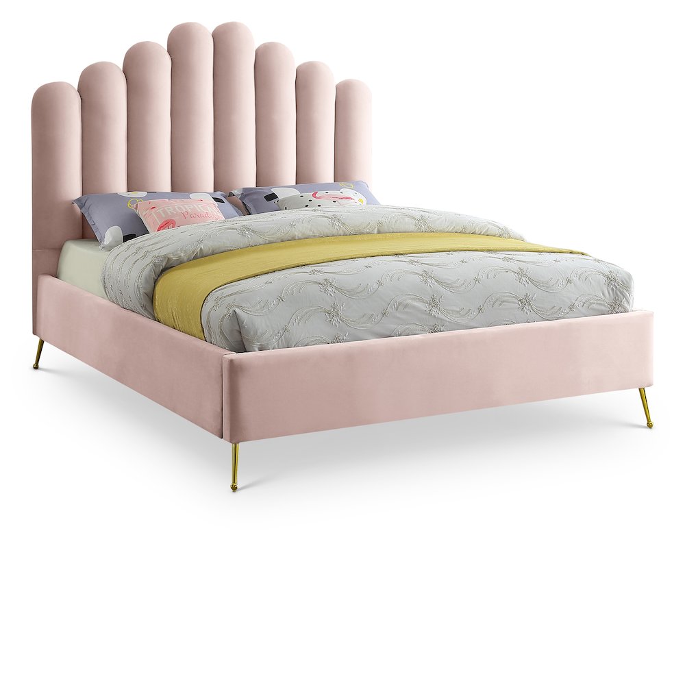 Lily Pink Velvet Queen Bed