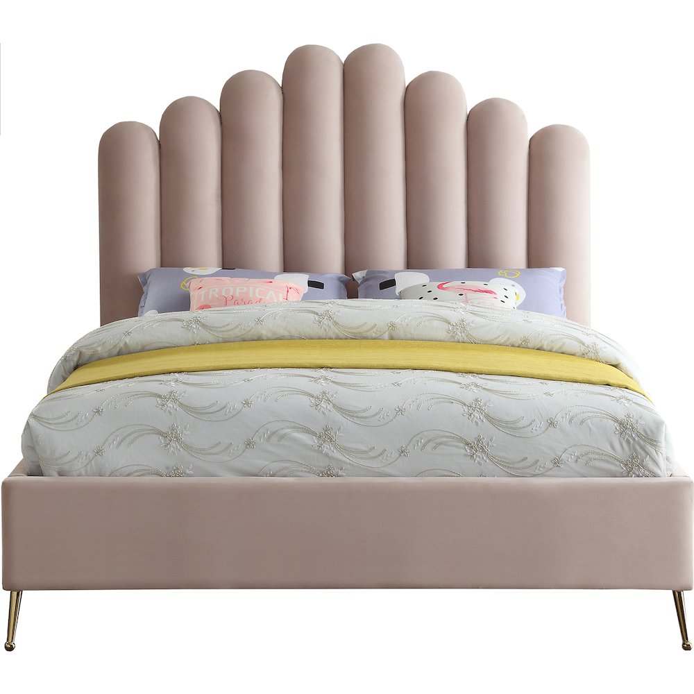 Lily Pink Velvet Queen Bed
