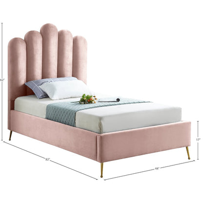Lily Pink Velvet Twin Bed