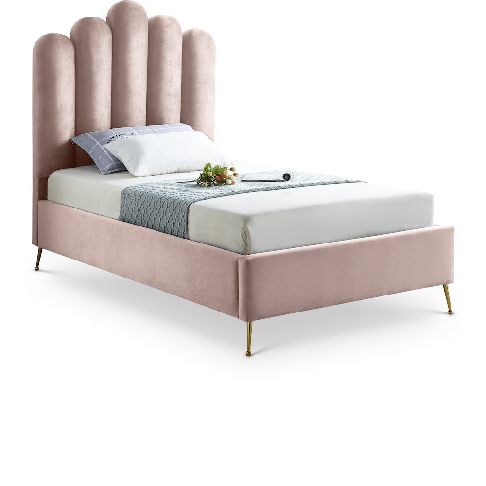 Lily Pink Velvet Twin Bed