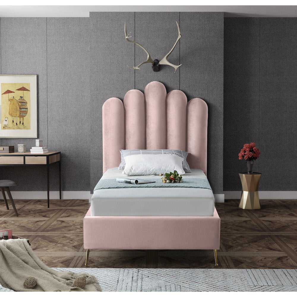 Lily Pink Velvet Twin Bed