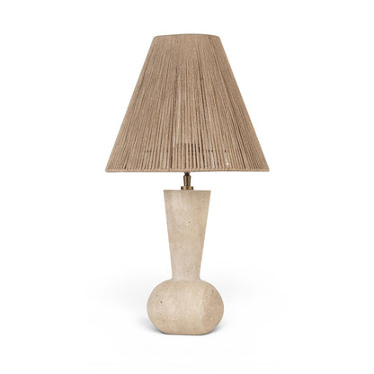 Lucente Travertine / Natural Travertine Base And Jute Shade Table Lamp