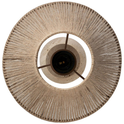 Lucente Travertine / Natural Travertine Base And Jute Shade Table Lamp