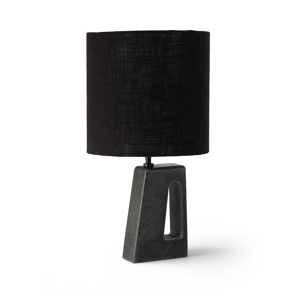 Vellum Black Genuine Marble Base And Cotton Shade Table Lamp