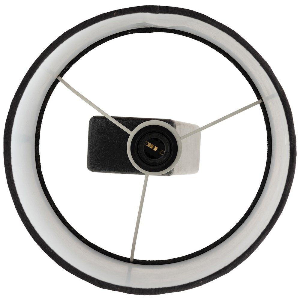 Vellum Black Genuine Marble Base And Cotton Shade Table Lamp