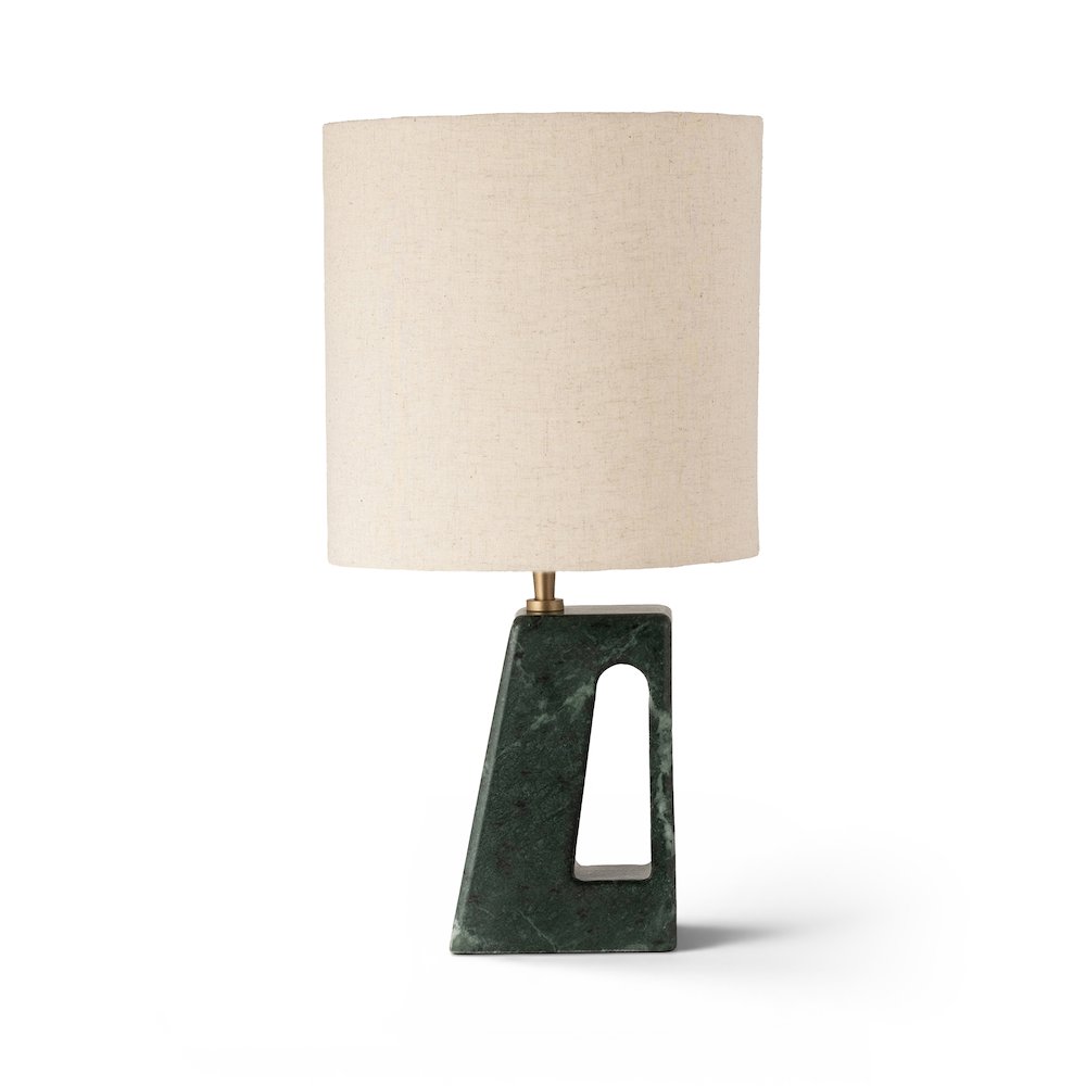 Vellum Green / Natural Genuine Marble Base And Linen Shade Table Lamp