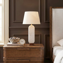 Solis Off White / Natural Marble And Mango Wood Base, Cotton Shade Table Lamp