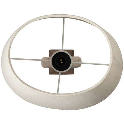 Solis Travertine / Walnut, Travertine & Walnut Wood Base, Linen Shade Table Lamp