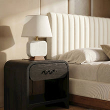 Solis Off White / Natural Marble And Mango Wood Base, Cotton Shade Table Lamp