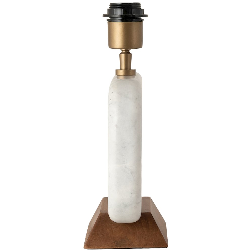 Solis Off White / Natural Marble And Mango Wood Base, Cotton Shade Table Lamp