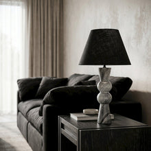 Pietra Black Genuine Marble Base And Cotton Shade Table Lamp