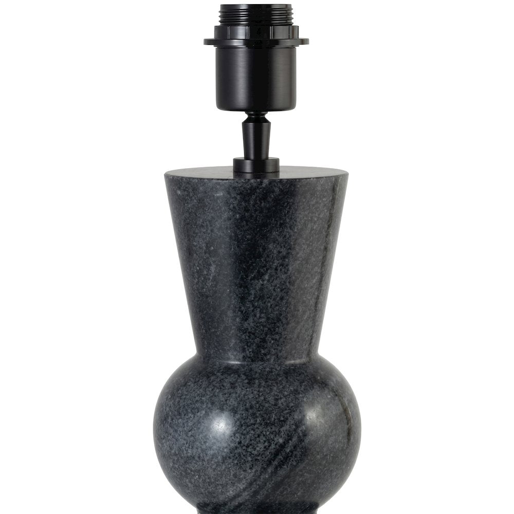 Pietra Black Genuine Marble Base And Cotton Shade Table Lamp