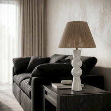 Pietra White / Natural Genuine Marble Base And Jute Shade Table Lamp