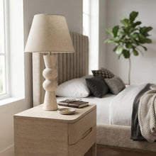 Pietra Travertine / Natural Travertine Base And Linen Shade Table Lamp