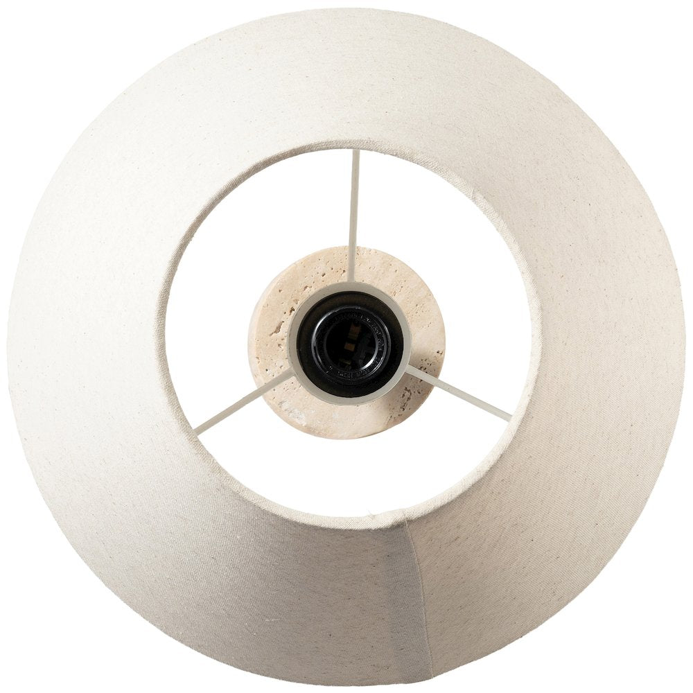 Pietra Travertine / Natural Travertine Base And Linen Shade Table Lamp